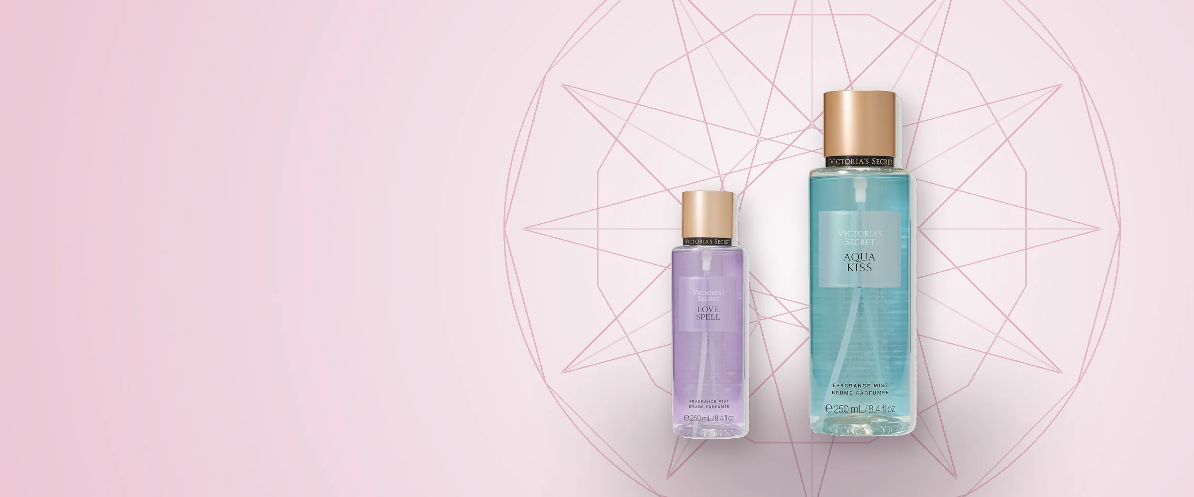 Body mists Aqua Kiss e Love Spell, da Victoria&rsquo;s Secret